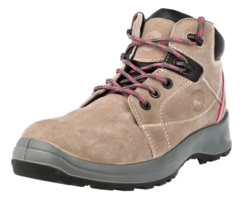 Botas de seguridad beige con cordones rosas - 1