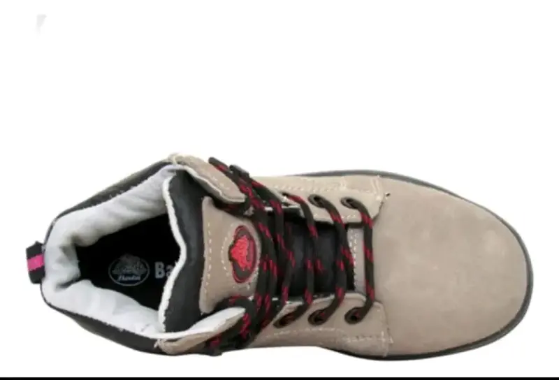 Botas de seguridad beige con cordones rosas - 2