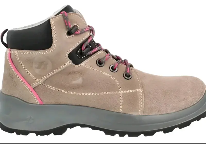 Botas de seguridad beige con cordones rosas - 3