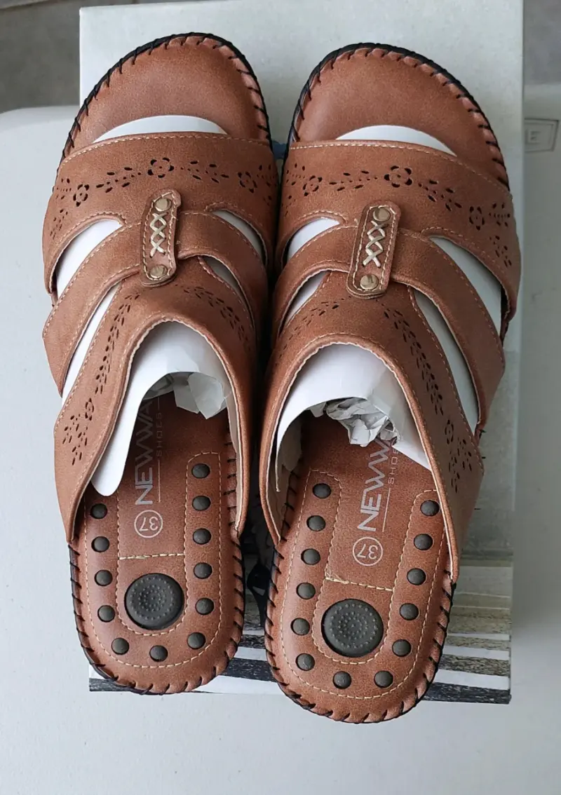 Sandalias de cuero marrón New Walk para mujer - 3