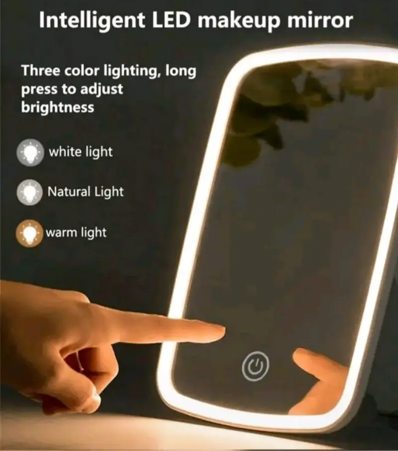 Espejo de maquillaje LED portátil con luz ajustable - 6