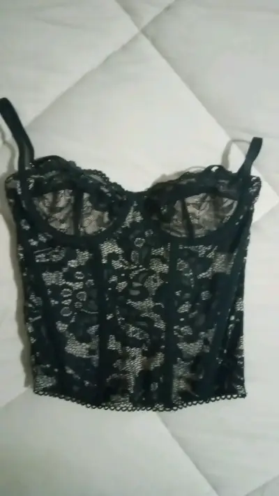 Corset de encaje negro elegante - miniatura 1