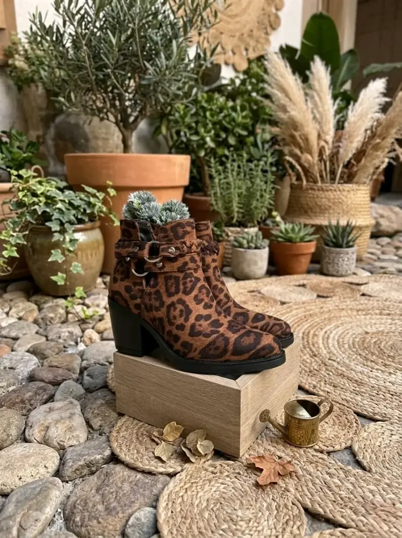 Botines de Leopardo con Tacón Medio