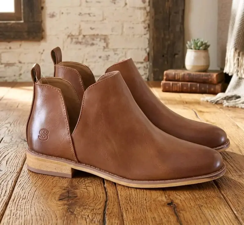 Botines de ecocuero marrón para mujer