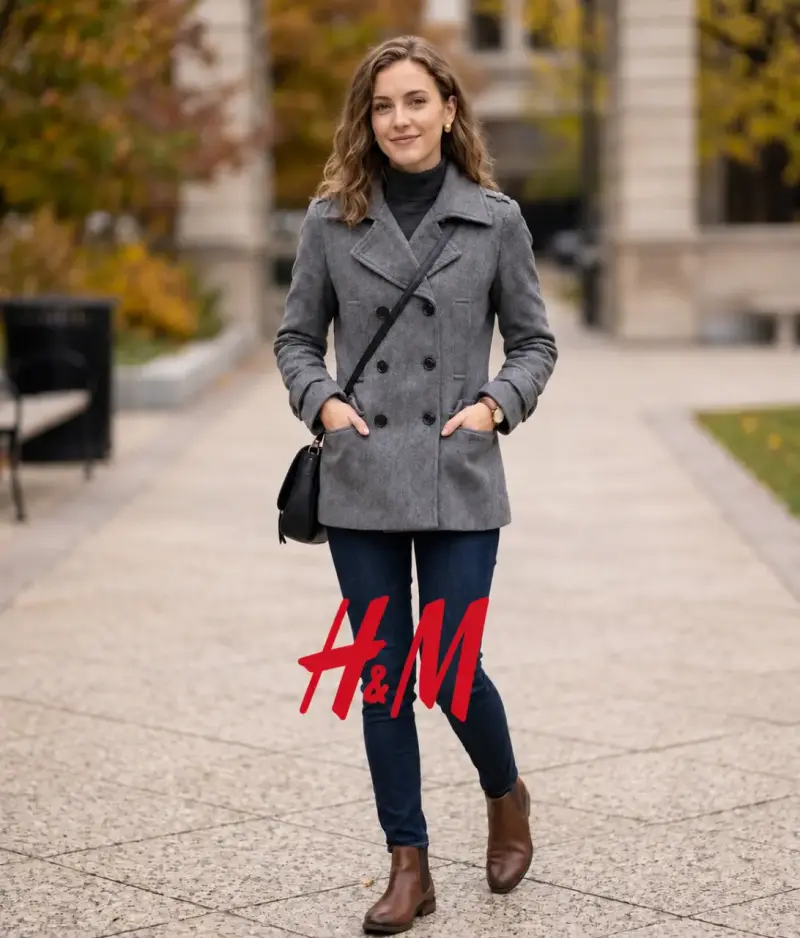 Abrigo gris de lana H&M para mujer - 1