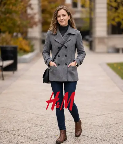 Abrigo gris de lana H&M para mujer - miniatura 1