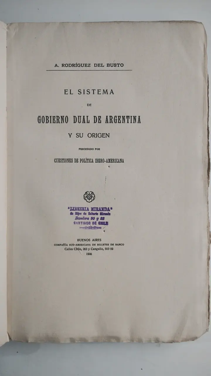 Libro antiguo 'El Sistema de Gobierno Dual de Argentina' - 2