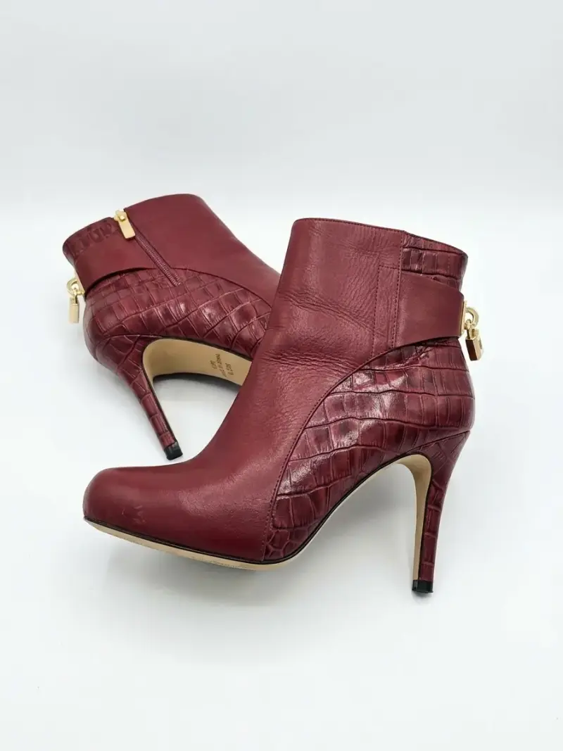 Botines de cuero burdeos con tacón alto Gacel - 2