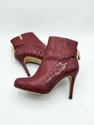 Botines de cuero burdeos con tacón alto Gacel - miniatura 2
