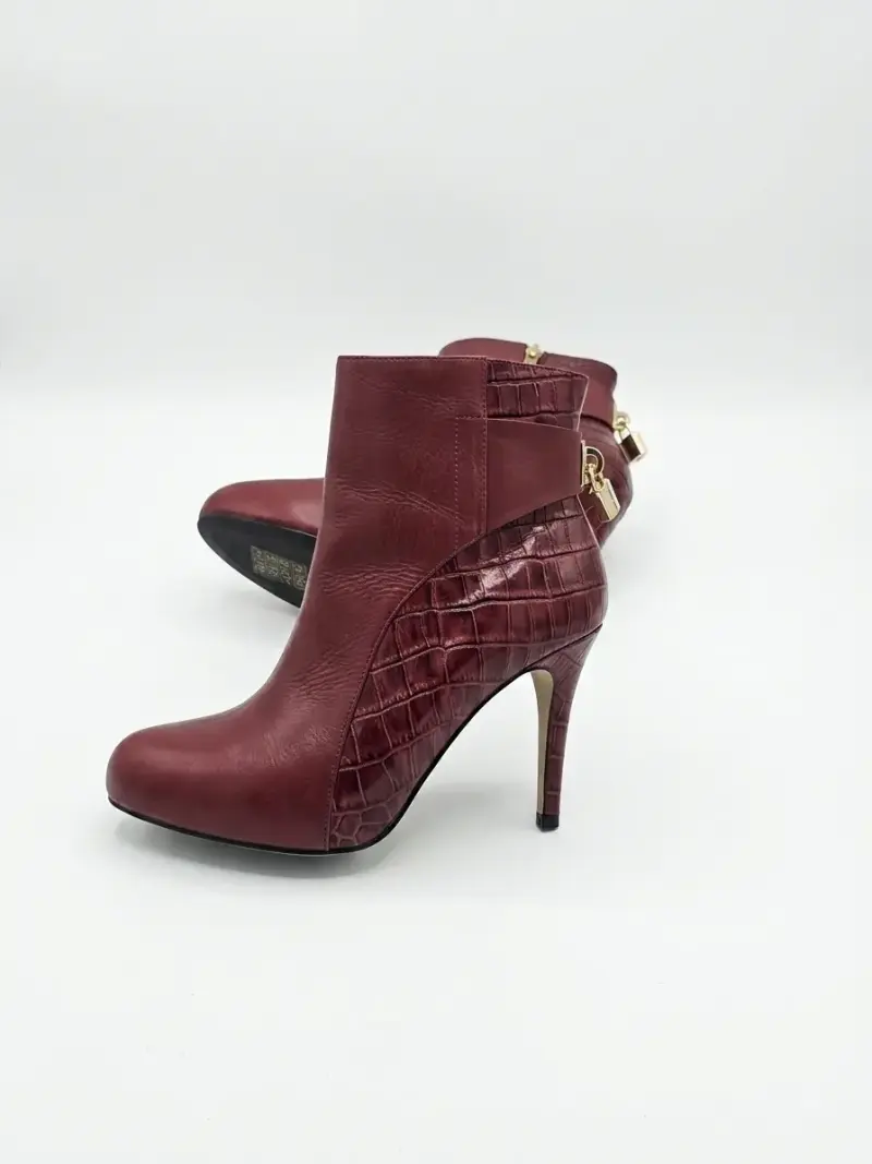 Botines de cuero burdeos con tacón alto Gacel - 3