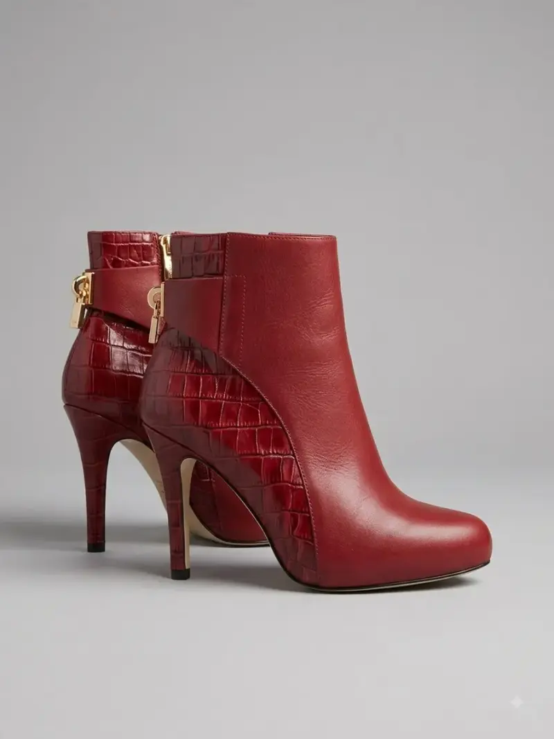 Botines de cuero burdeos con tacón alto Gacel - 4