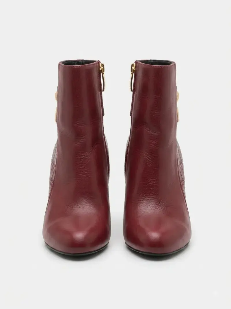 Botines de cuero burdeos con tacón alto Gacel - 5