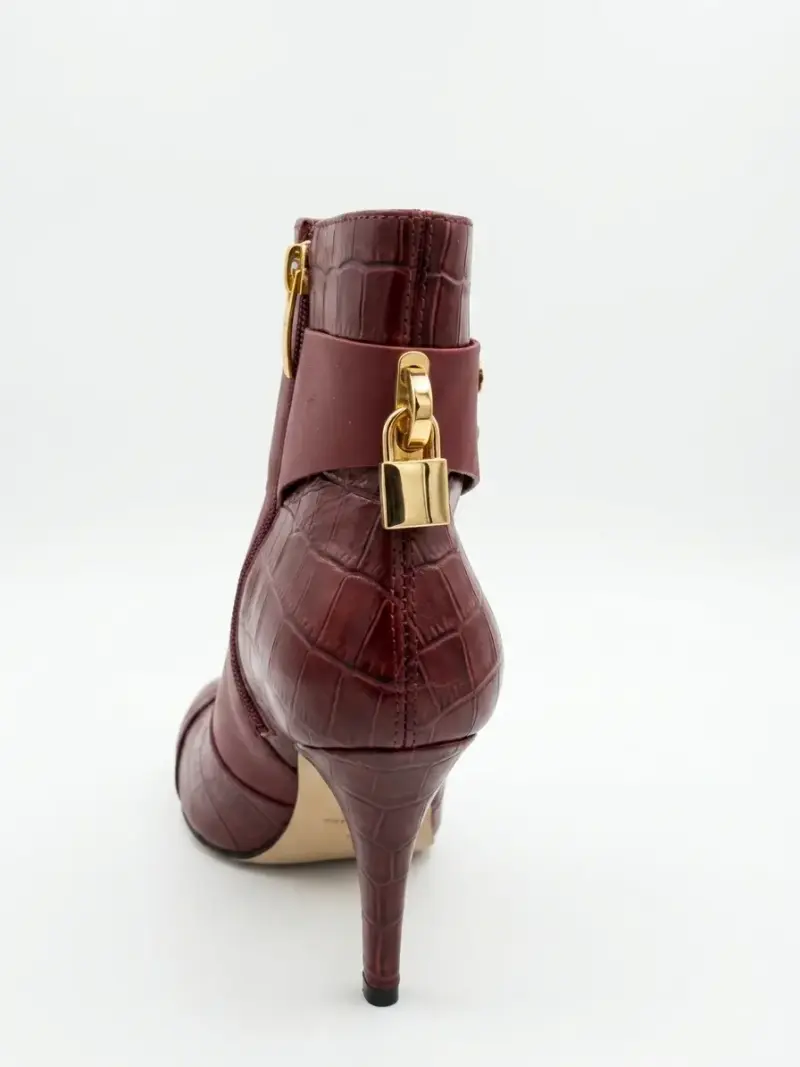 Botines de cuero burdeos con tacón alto Gacel - 6