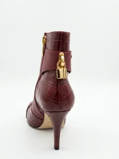 Botines de cuero burdeos con tacón alto Gacel - miniatura 6