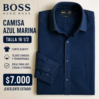 Camisa Hugo Boss azul marina slim fit - miniatura 1