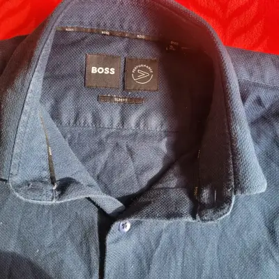 Camisa Hugo Boss azul marina slim fit - miniatura 3