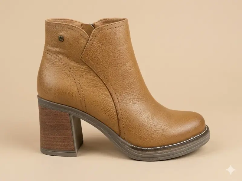 Botines de cuero marrón con tacón Pollini - 2