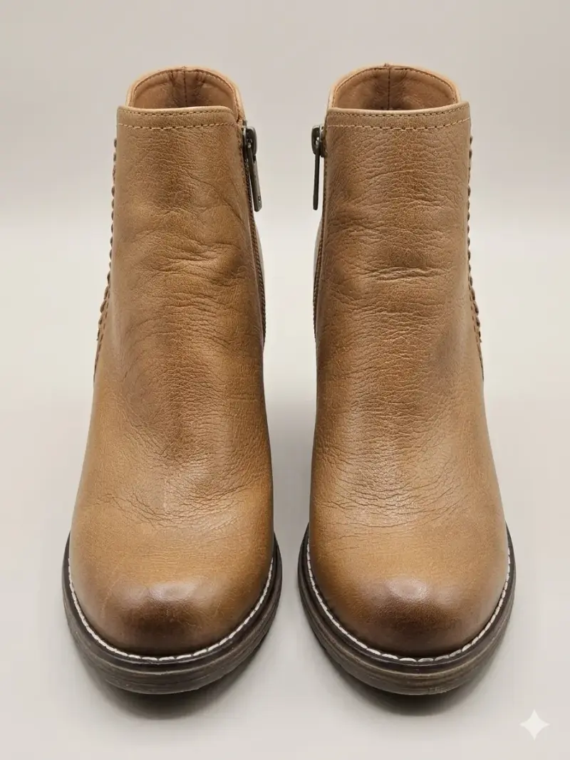 Botines de cuero marrón con tacón Pollini - 3