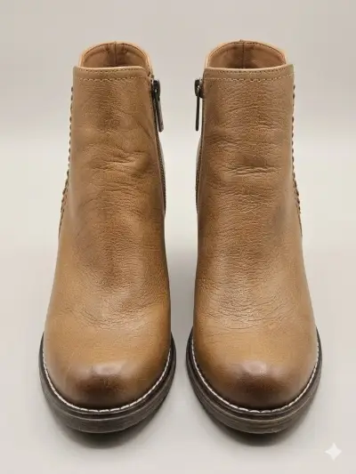 Botines de cuero marrón con tacón Pollini - miniatura 3