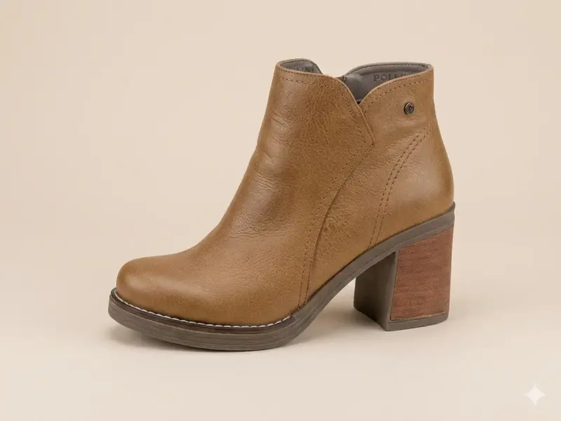 Botines de cuero marrón con tacón Pollini - 5