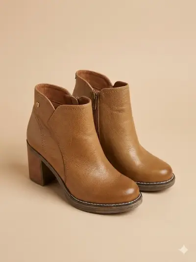 Botines de cuero marrón con tacón Pollini - miniatura 6