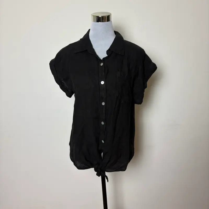 Blusa negra 100% lino italiana talla M – Nueva - 2