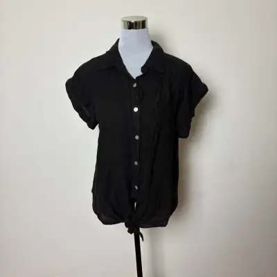Blusa negra 100% lino italiana talla M – Nueva - miniatura 2