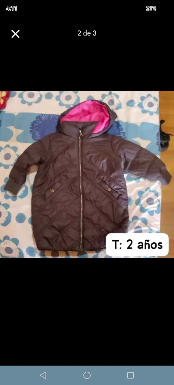 Abrigo infantil acolchado con capucha para 2 años - 1