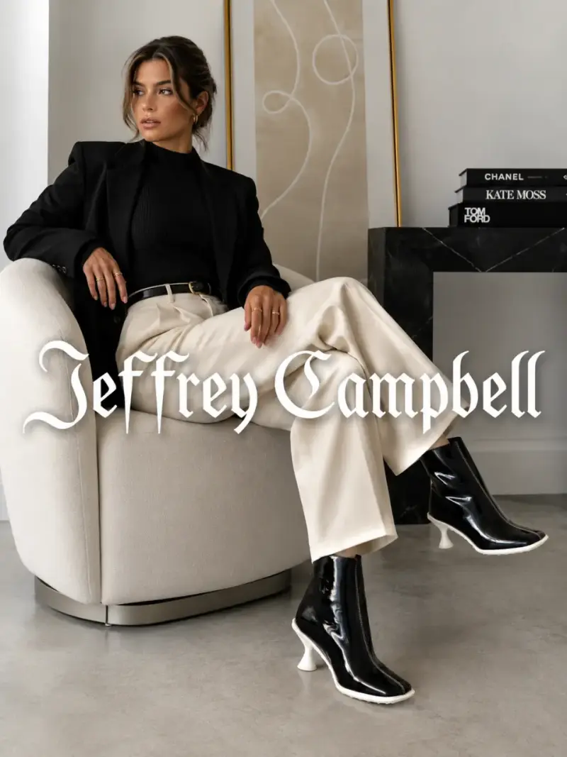 Botines de charol negro Jeffrey Campbell con taco alto - 1