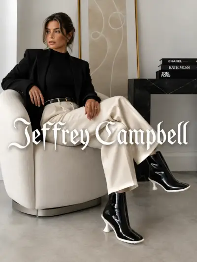 Botines de charol negro Jeffrey Campbell con taco alto - miniatura 1