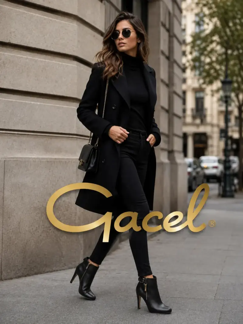 Botines de cuero negro con tacón Gacel - 1