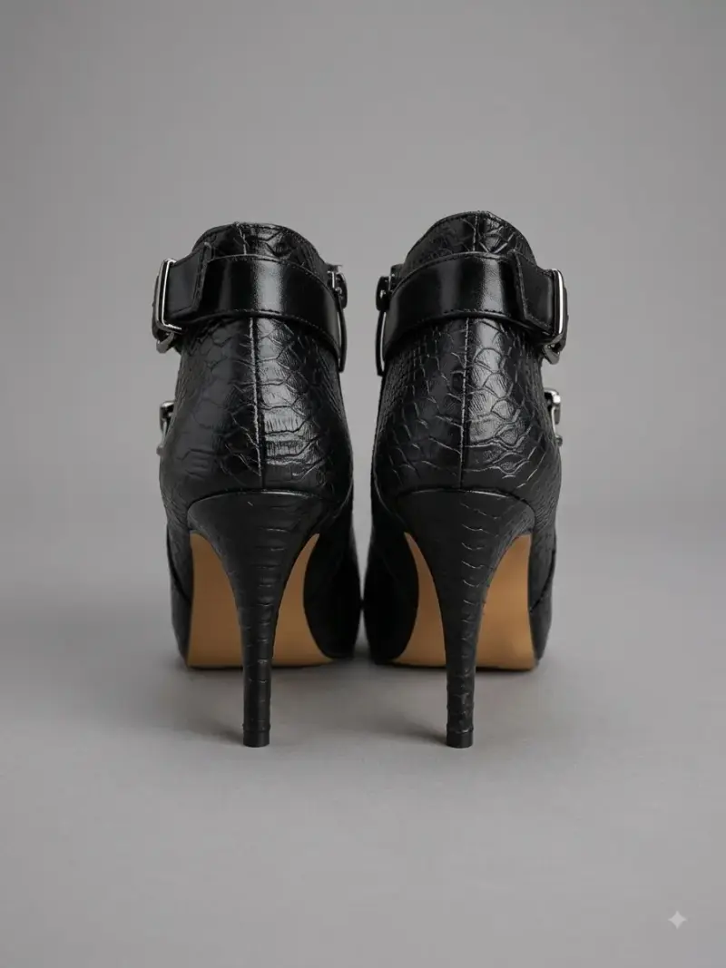Botines de cuero negro con tacón Gacel - 2