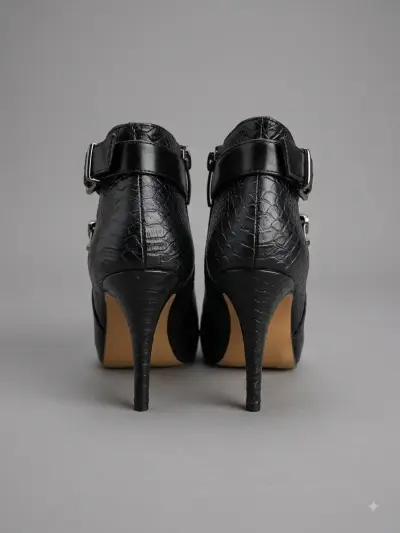 Botines de cuero negro con tacón Gacel - miniatura 2