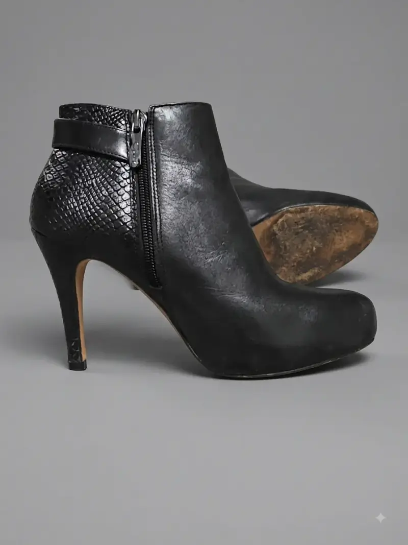 Botines de cuero negro con tacón Gacel - 3