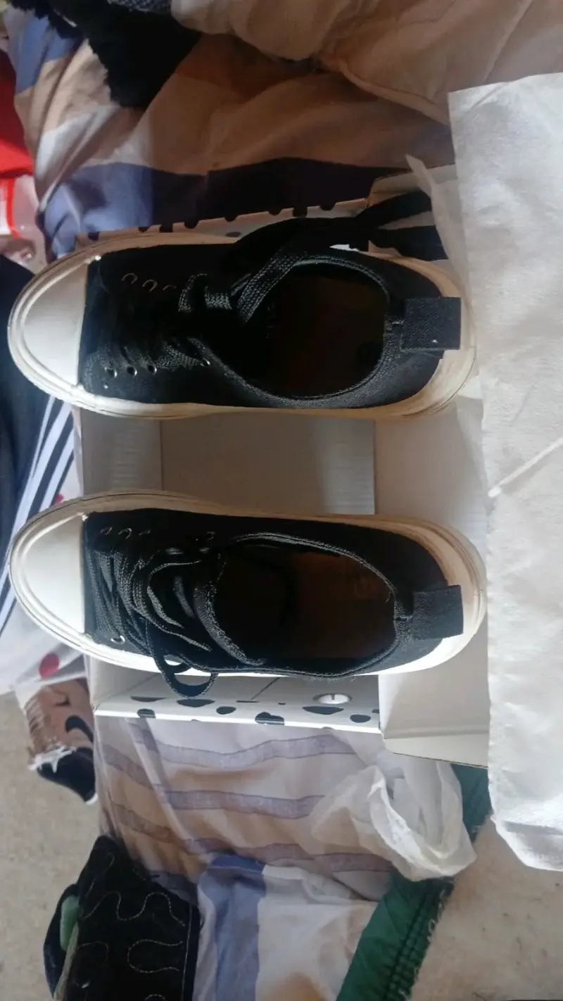 Zapatillas negras de lona con plataforma - 2