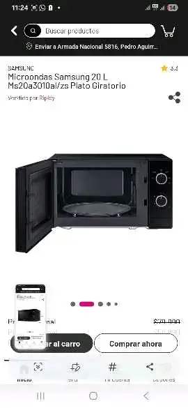 Microondas Samsung 20L Negro con Piato Giratorio - miniatura 2