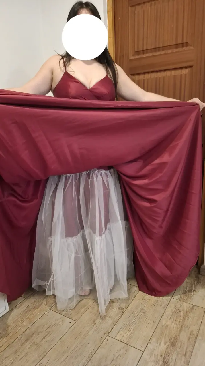 Vestido de fiesta largo xl burdeo con bolsillos - 2