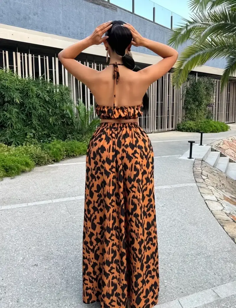 Vestido largo estampado animal print con aberturas - 2
