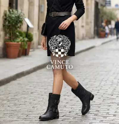 Botas negras de cuero Vince Camuto con hebillas - miniatura 1