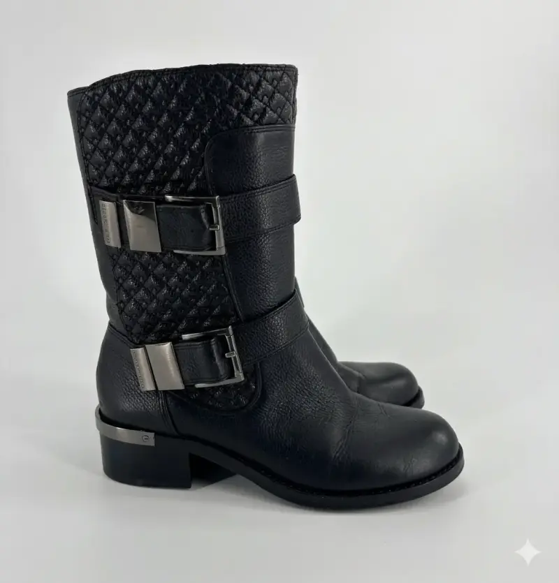 Botas negras de cuero Vince Camuto con hebillas - 2