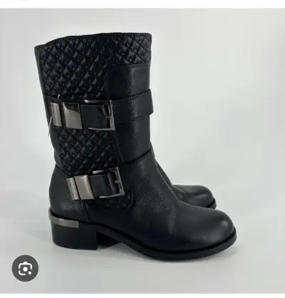 Botas negras de cuero Vince Camuto con hebillas - miniatura 3