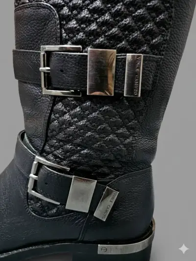 Botas negras de cuero Vince Camuto con hebillas - miniatura 5