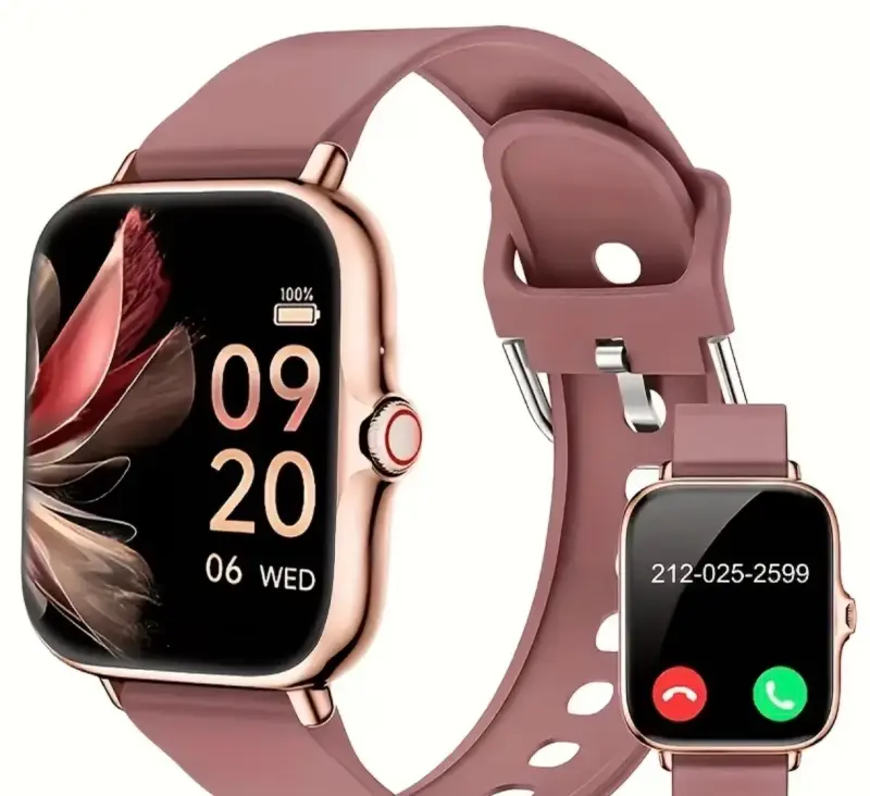 Reloj rosa con pantalla táctil y correa ajusta - 1