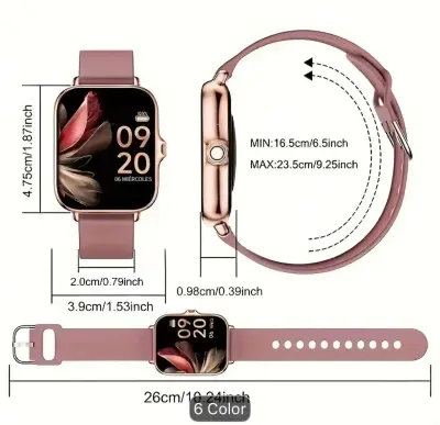 Reloj  rosa con pantalla táctil y correa ajusta - miniatura 2