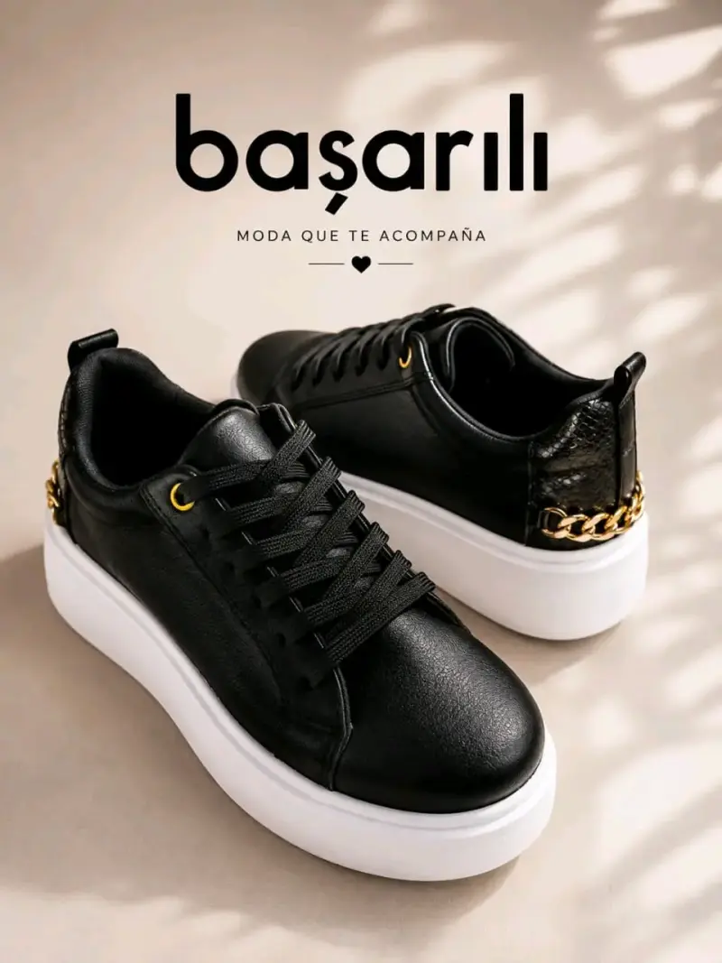 Zapatillas Chunky Blancas con Detalle Dorado - 3