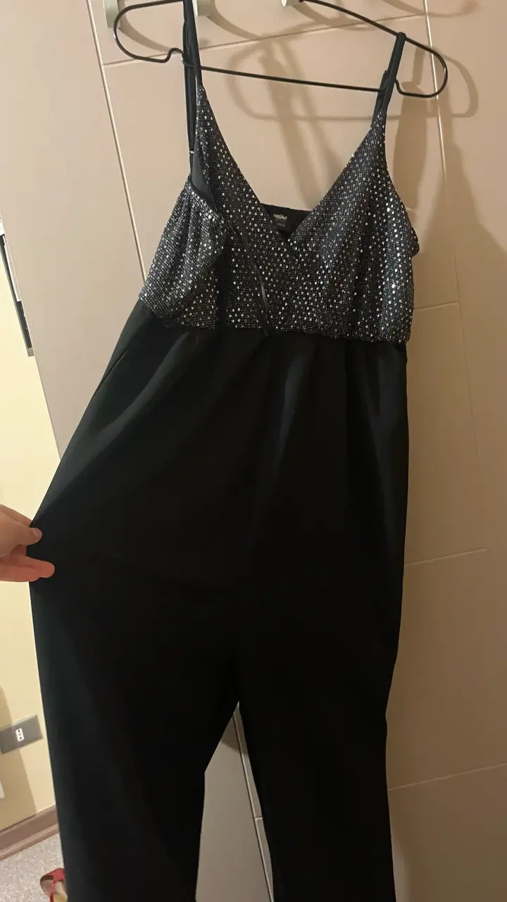 Enterito negro con lentejuelas para fiesta - 3