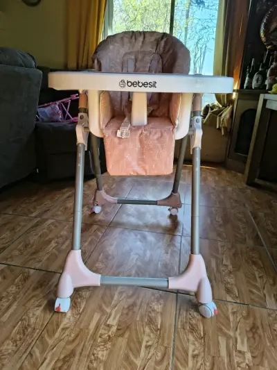 Silla de comer para bebé Bebesit rosa ajustable - miniatura 1