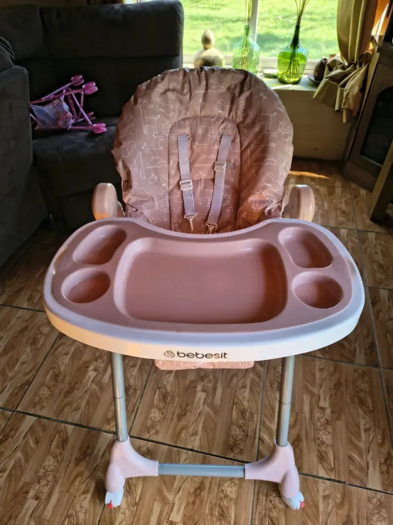 Silla de comer para bebé Bebesit rosa ajustable - 2