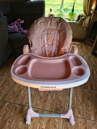 Silla de comer para bebé Bebesit rosa ajustable - miniatura 2