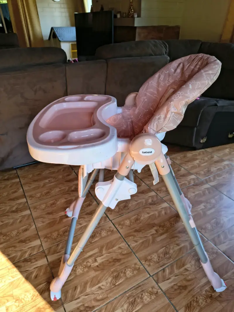Silla de comer para bebé Bebesit rosa ajustable - 5